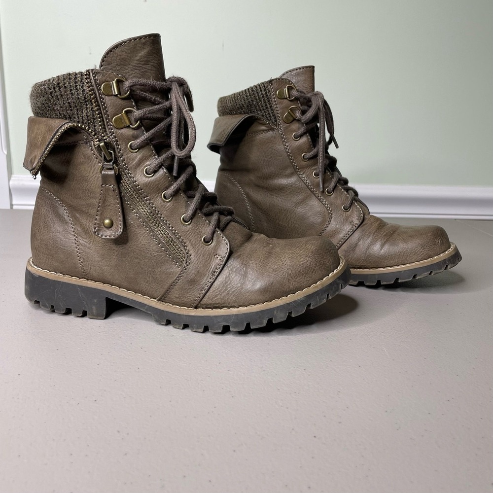 Cliffs by White Mountain Boots Sweater Ankle Cuff Lace Up Brown 6.5 Granola Camp - Picture 4 of 8
